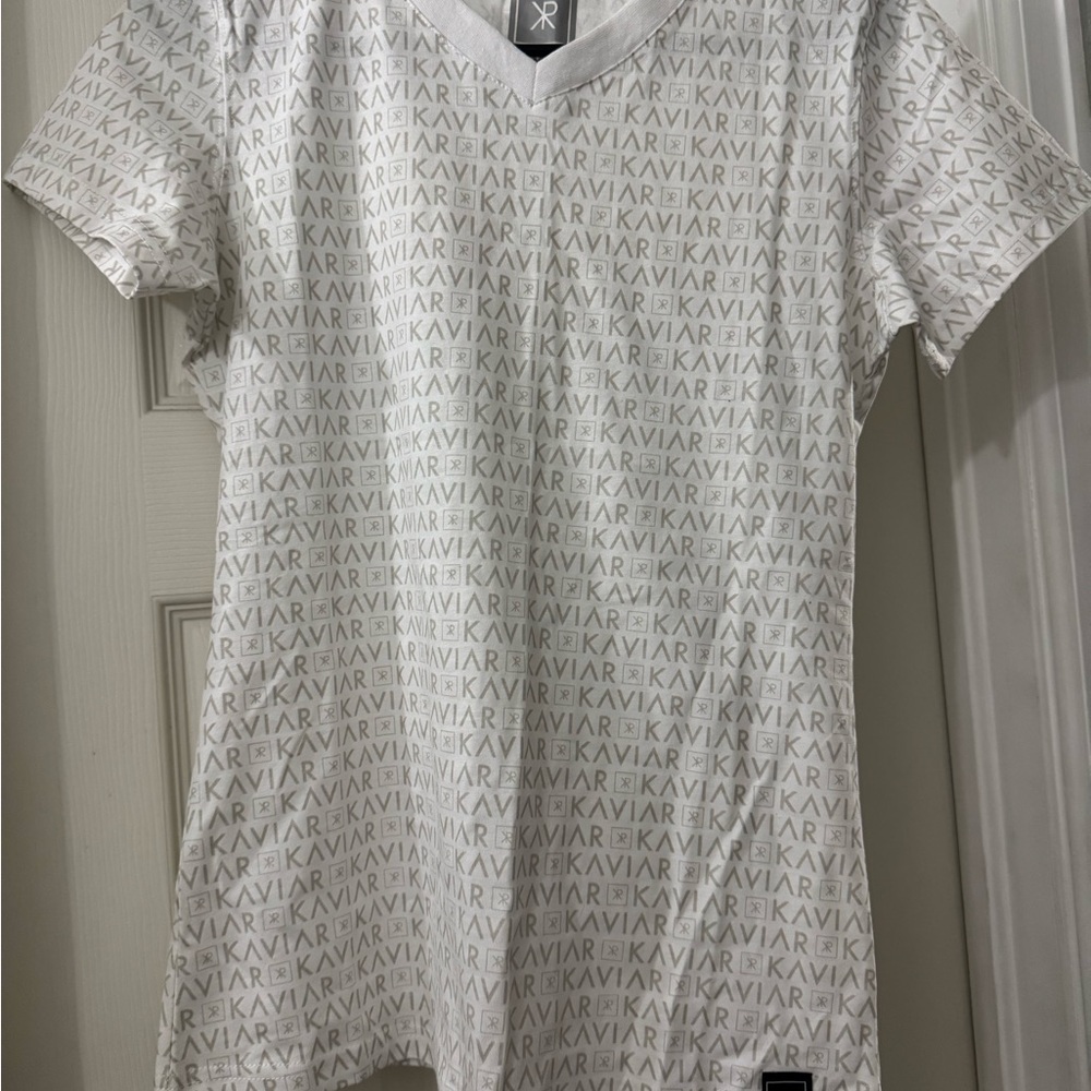 Kaviar White and Gray Short Sleeve Tee